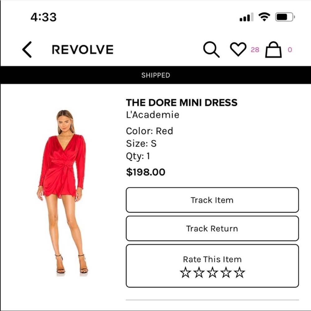 L’Academie red satin dress